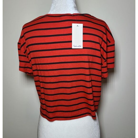 NWT|Splendid Red Striped Short Sleeve Crop Top, MEDIUM - Picture 3 of 5